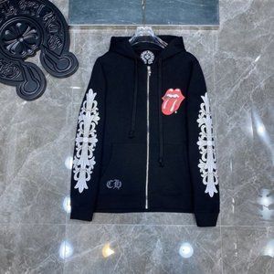 Crow Heart Rolling Stone Limited Red Tongue Flower Arm Horseshoe Zipper Sweats